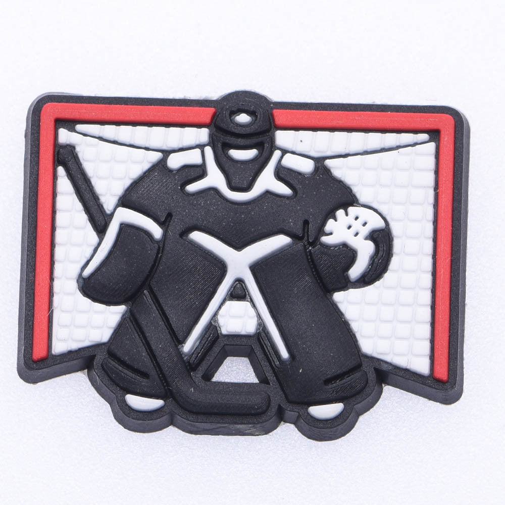 Al por mayor 10pcs PVC Diy Hole Zapatos Accesorios de la serie de hockey sobre hielo Flores